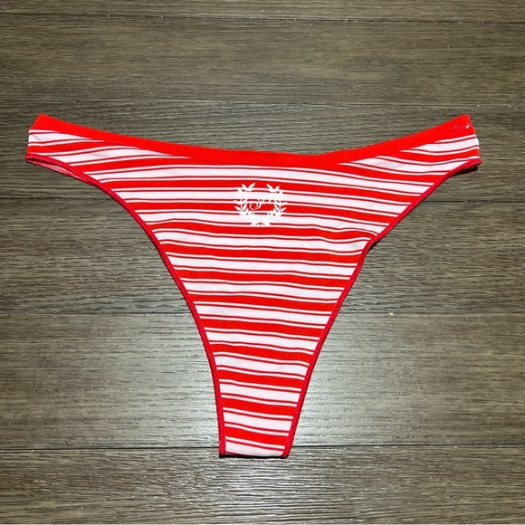 NWT Victoria’s Secret PINK High Leg Low Rise Thong Red Stripe Panties XXL - Picture 1 of 8